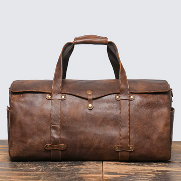 Handmade Vintage Cowhide Leather Duffle Bag
