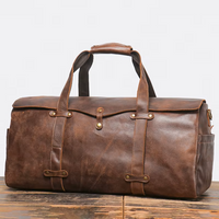 Handmade Vintage Cowhide Leather Duffle Bag