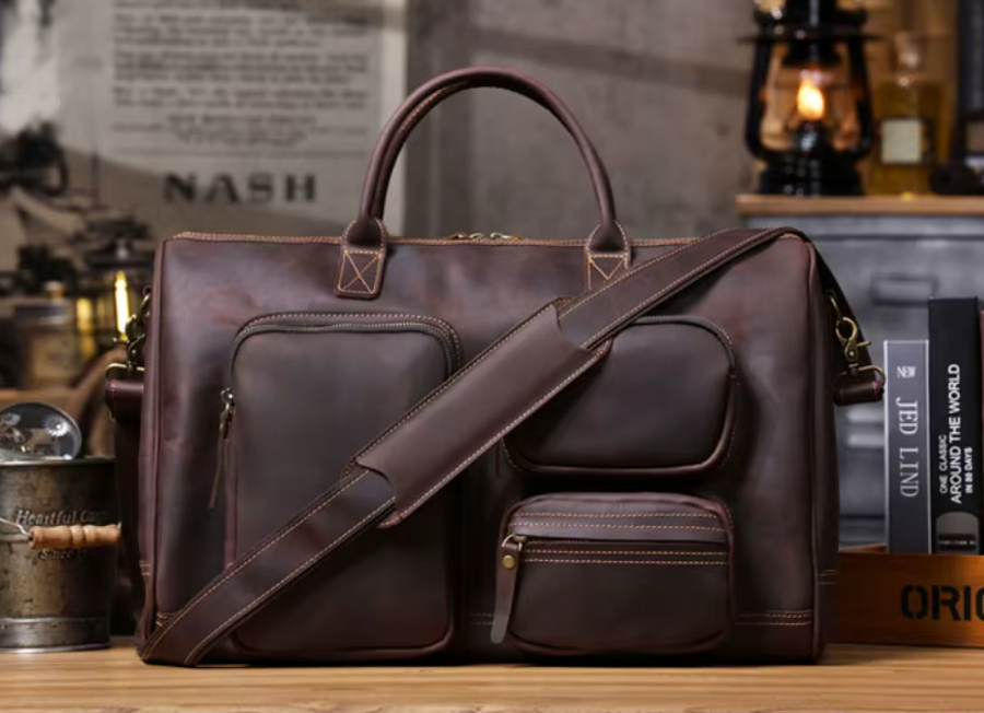 Titan Multi-Pocket Large Leather Briefcase