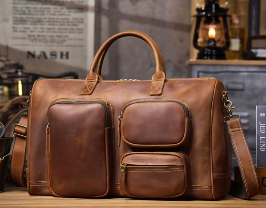 Titan Multi-Pocket Large Leather Briefcase