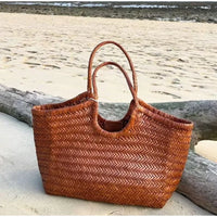 Handwoven Leather Tote Bag