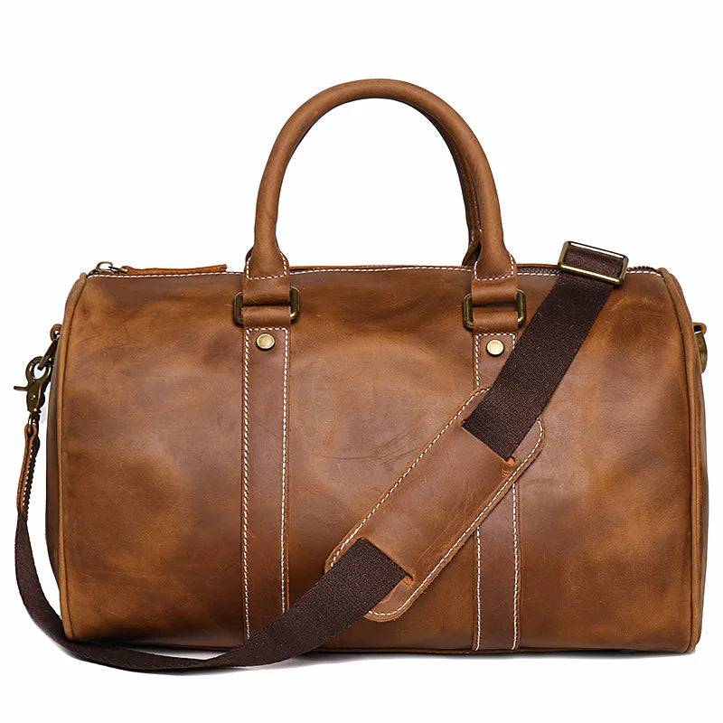 Crazy Horse Leather Weekender Duffel Bag