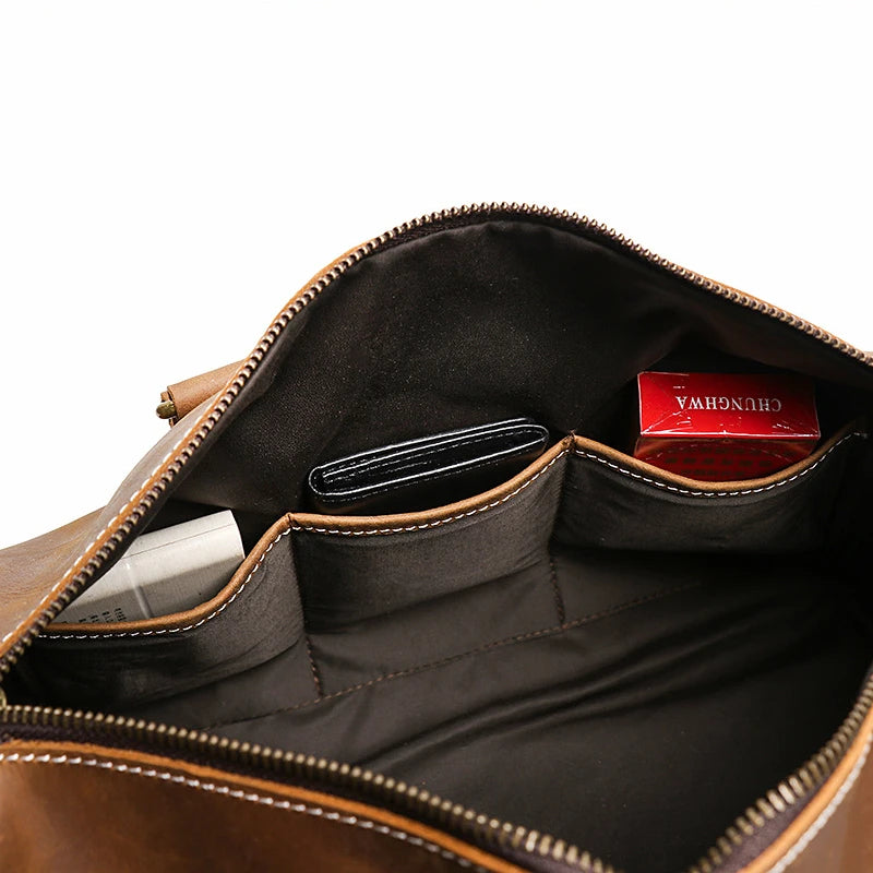 Crazy Horse Leather Weekender Duffel Bag