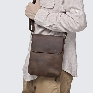 Genuine Leather Vertical Crossbody Bag