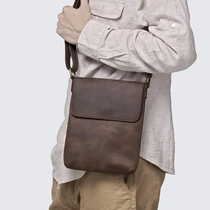 Genuine Leather Vertical Crossbody Bag