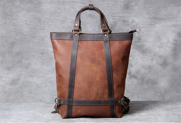 Genuine Leather Convertible Backpack Tote
