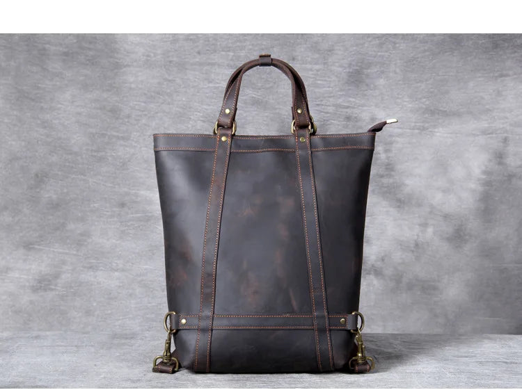 Genuine Leather Convertible Backpack Tote