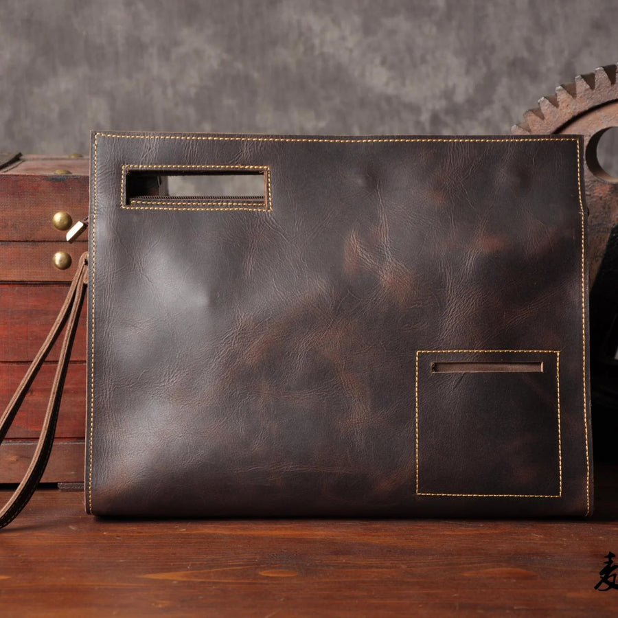 Leather Business Clutch – Cowhide Document & Tablet Bag