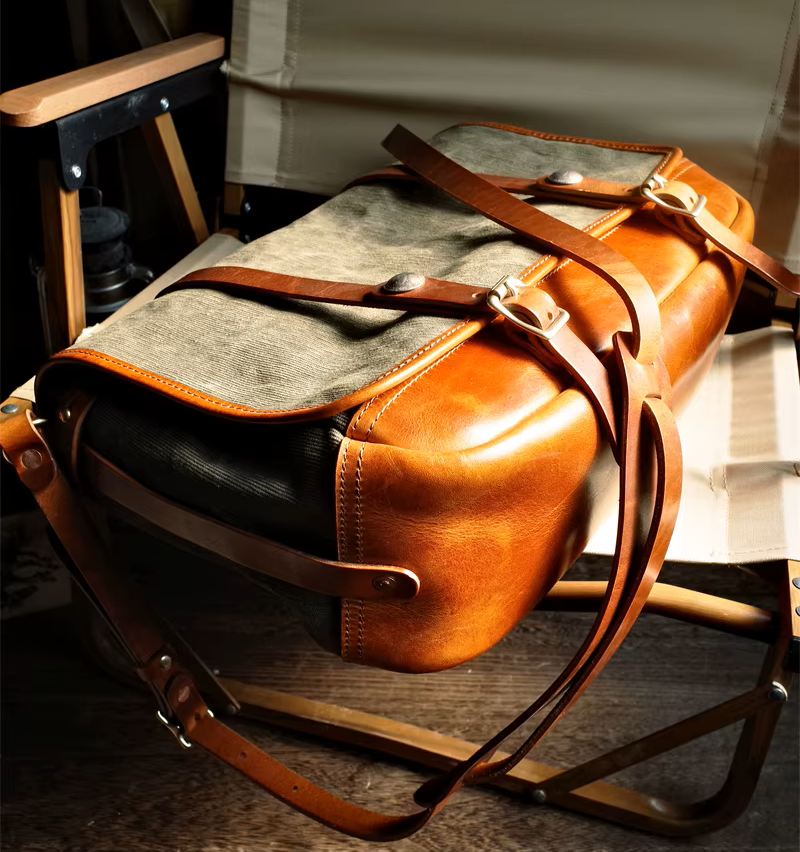 Handcrafted Cowhide Leather & Canvas Bag – Vintage Classic Style