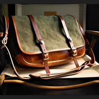 Handcrafted Cowhide Leather & Canvas Bag – Vintage Classic Style