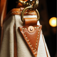 Handmade Vintage Canvas & Cowhide Leather Tote Bag