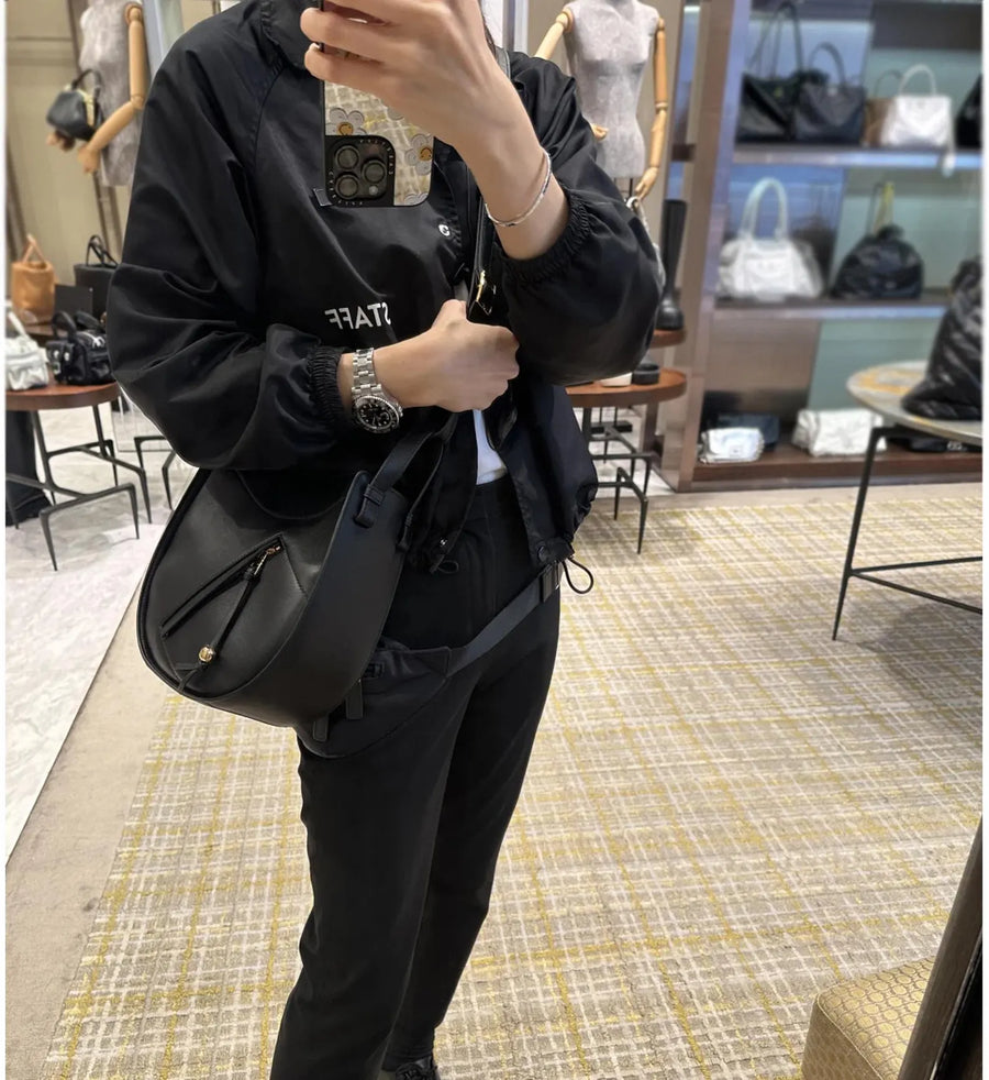 Saddle Curve Leather Crossbody Bag
