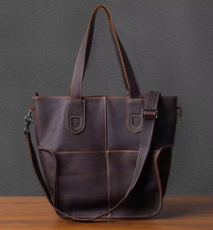 Genuine Cowhide Leather Vintage Tote Bag