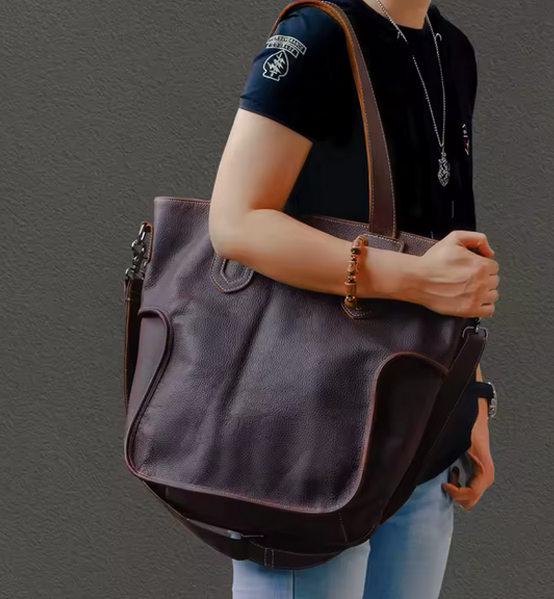 Genuine Cowhide Leather Vintage Tote Bag